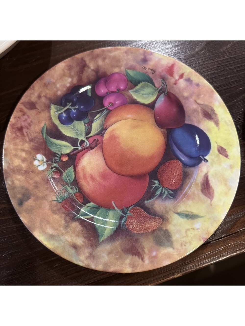 Godinger St. Martin Email de Limoges Decor Plates 10" Fruit/Floral